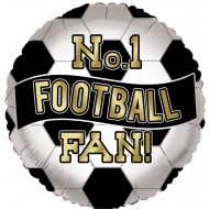 No 1 Football Fan Black & White Balloon
